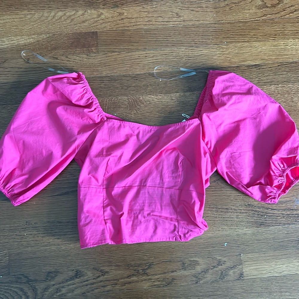 Princess Sleeve Open Back Pink Top
